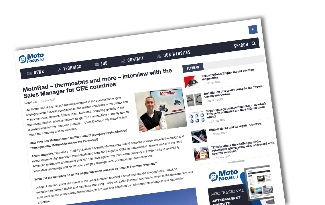 Relacje prasowe: Wywiad z MotoFocus.eu przedstawia podstawowe informacje o MotoRad na europejskim rynku.